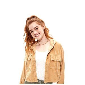 American Eagle Cropped Corduroy Button-Up Shirt Jacket Womens Size Medium Preppy